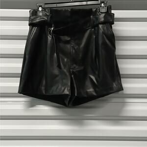 Divided Women's Faux Leather Shorts Size 4 Black Belted Whimsigoth Casual Summer